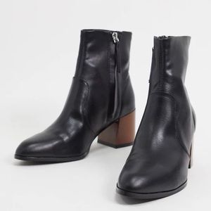 ASOS Reporter Black ankle boots flared wooden heel